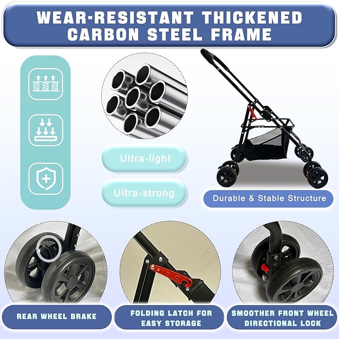 4 Wheels Pet Stroller 4 in 1 Pet Stroller with Detachable Carrier for Small & Medium Dogs Cats up to 55 lbs Easy-Folding Travel Dog Wagon with Car Seat Breathable Mesh,Black