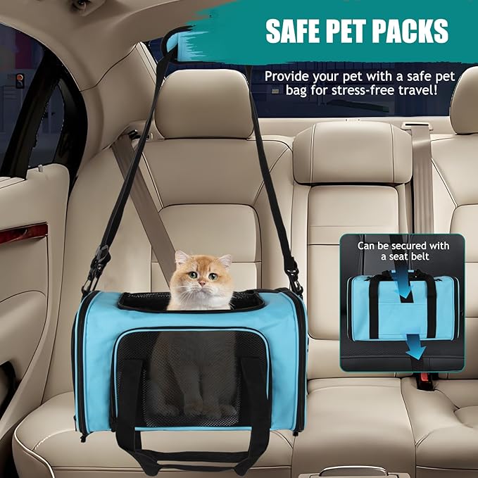 Top tasta Dog Cat Carrier Pet Carriers for Small Medium Large Cats Dogs Carrier Soft Sided Small Puppy Dog Carrier Portable Foldable Airline Approved Dog Cat Travel Carrier Blue Medium