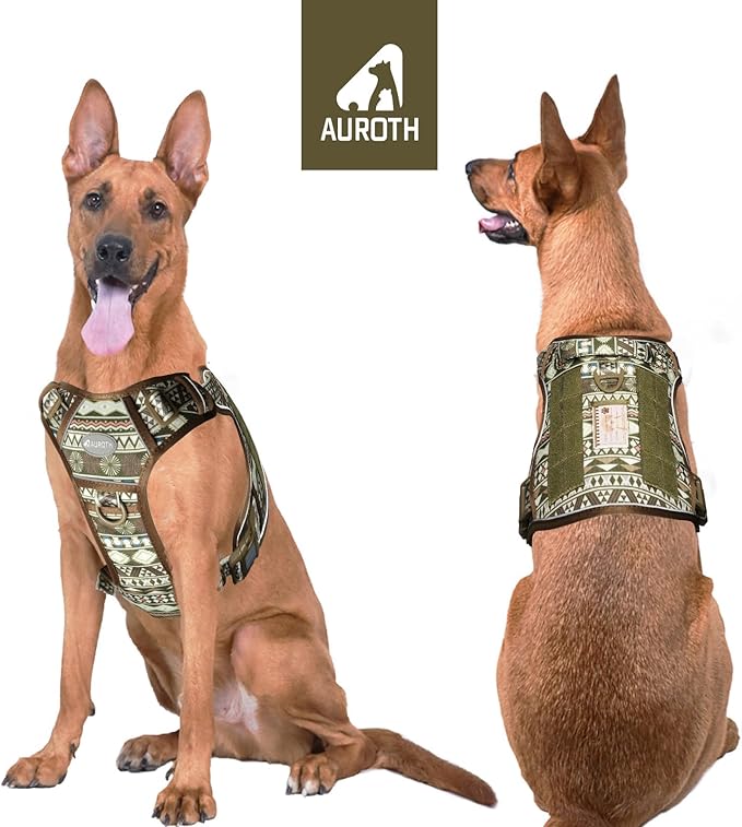 AUROTH Tactical Dog Harness for Large Dogs No Pull Adjustable Pet Harness Reflective K21 Working Training Easy Control Pet Vest Military Service Dog Harnesses