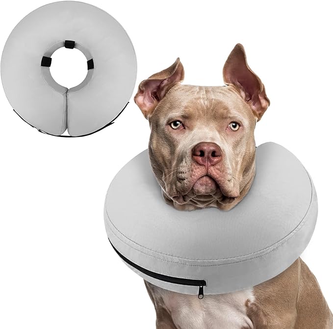 Supet Inflatable Dog Cone Collar Alternative After Surgery, Dog Neck Donut Collar Recovery E Collar to Stop Licking, Soft Dog Cone for Medium Large Dogs