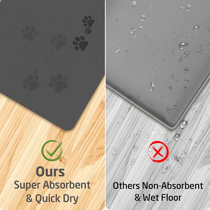 Pet Feeding Mats-Absorbent Dog Mat for Food and Water Bowl, Dog Accessories Pet Supplies, Quick Dry No Stains Water Dispenser Mat for Pet, Non-Slip Bowl mat for Messy Drinkers