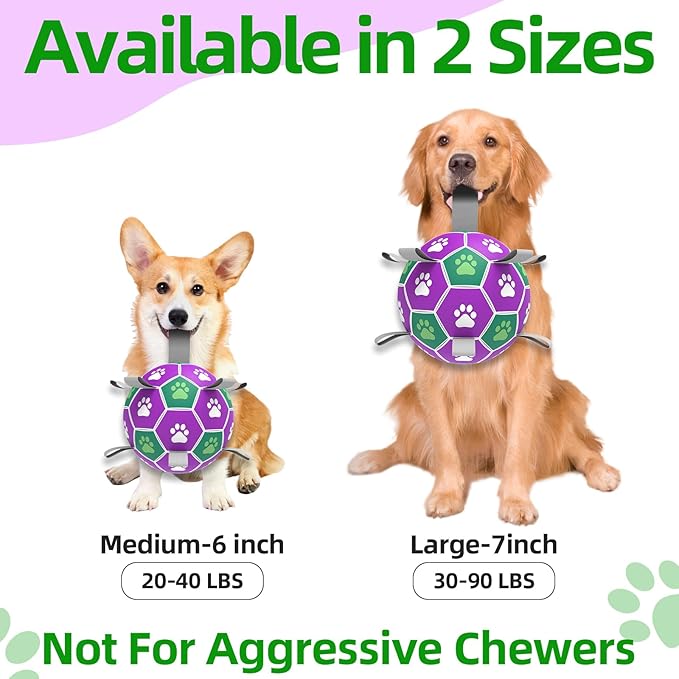 Dog Toys Soccer Ball with Nylon Strap, Puppy Birthday Gifts, Dog Outdoor Toys, Durable Fetch Ball Dogs Toy for Puppy Small Medium Breed (6 inch)