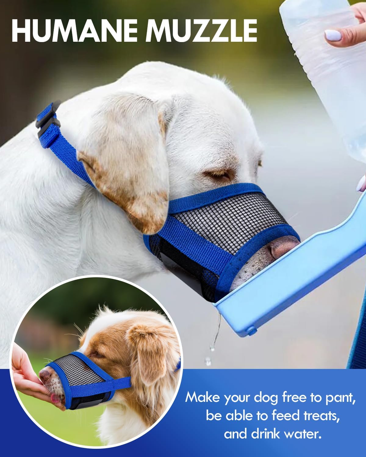 Dog Muzzle, Soft Air Mesh Muzzle for Small Medium Large Dogs Anti Biting Barking Chewing, Breathable Drinkable Adjustable Loop Pets Muzzle for German Shepherd Husky Labrador Retriever (Blue,M)