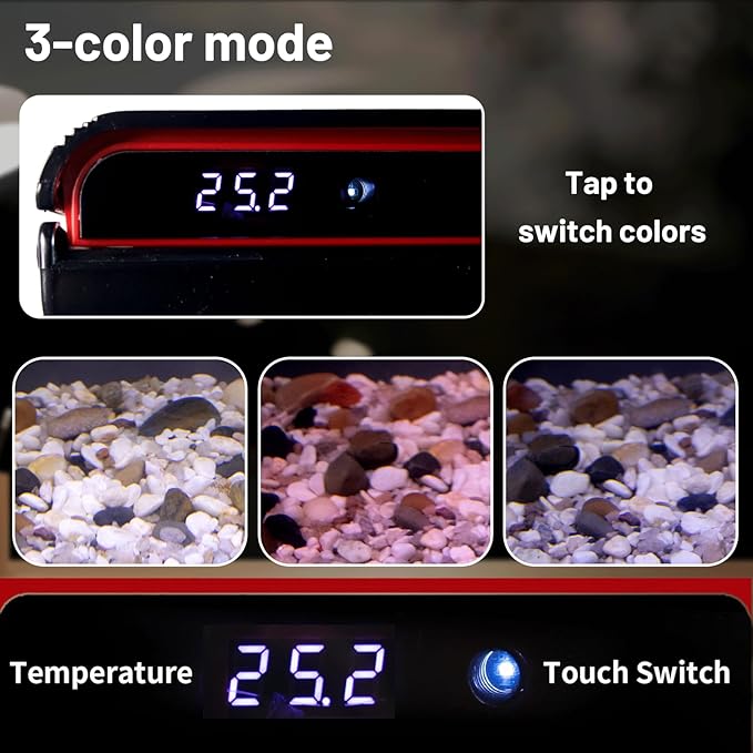 10 Gallon Glass Fish Tank Aquarium Starter Kit - Self-Cleaning with 3-Color LED Lights, Ultra-Quiet Pump & Filter, Smart Temperature Monitoring for Betta, Shrimp, and Tropical Fish