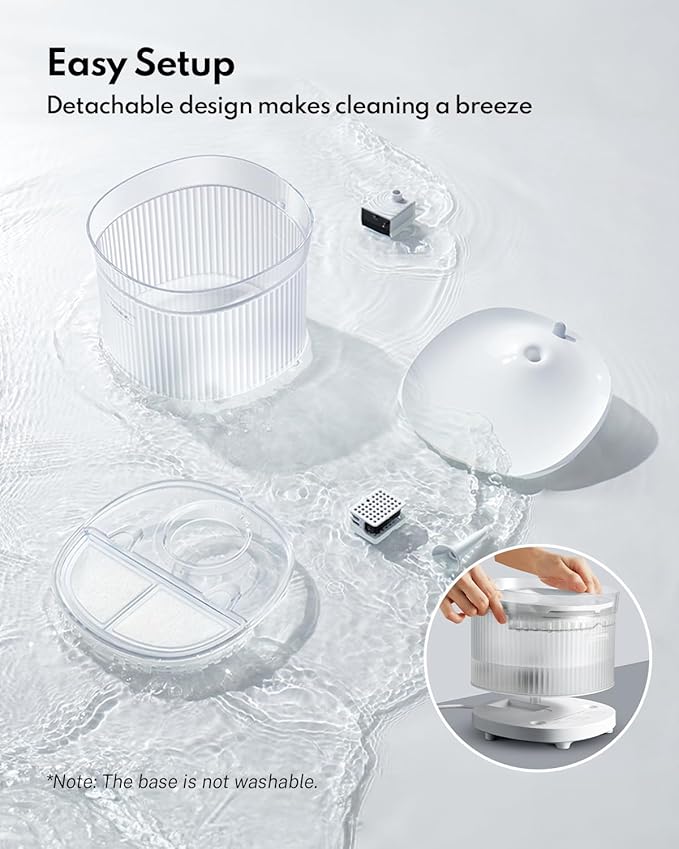 HomeRunPet Wireless Pump Cat Water Fountain - Detachable Design for Easy Cleaning, Multi-Cat Water Dispenser with Chew-Proof Base