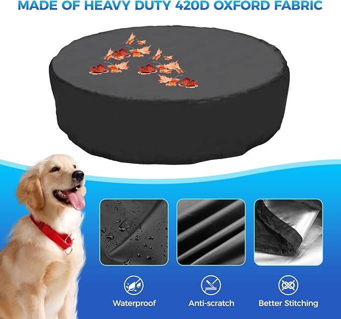 39.5 inch Foldable Dog Pet Bath Pool Cover, Portable Round Collapsible Pool Cover with Oxford Cloth Material and Drawstring Design for Dog Pet Pool, Waterproof and Dustproof (Black)