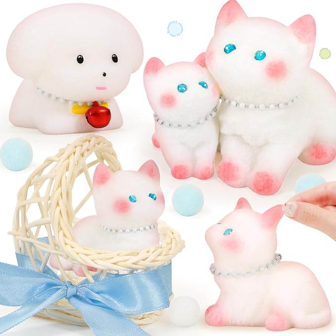 Squishy Fidget Toys Squeeze Soft Cat Dog for Stress Relief Cute Stuff Sensory Toys 5Pcs, Stocking Stuffers Pinata for Kids Party Favors Treasure Box Desk Toys for Classroom Anxiety Travel Gifts