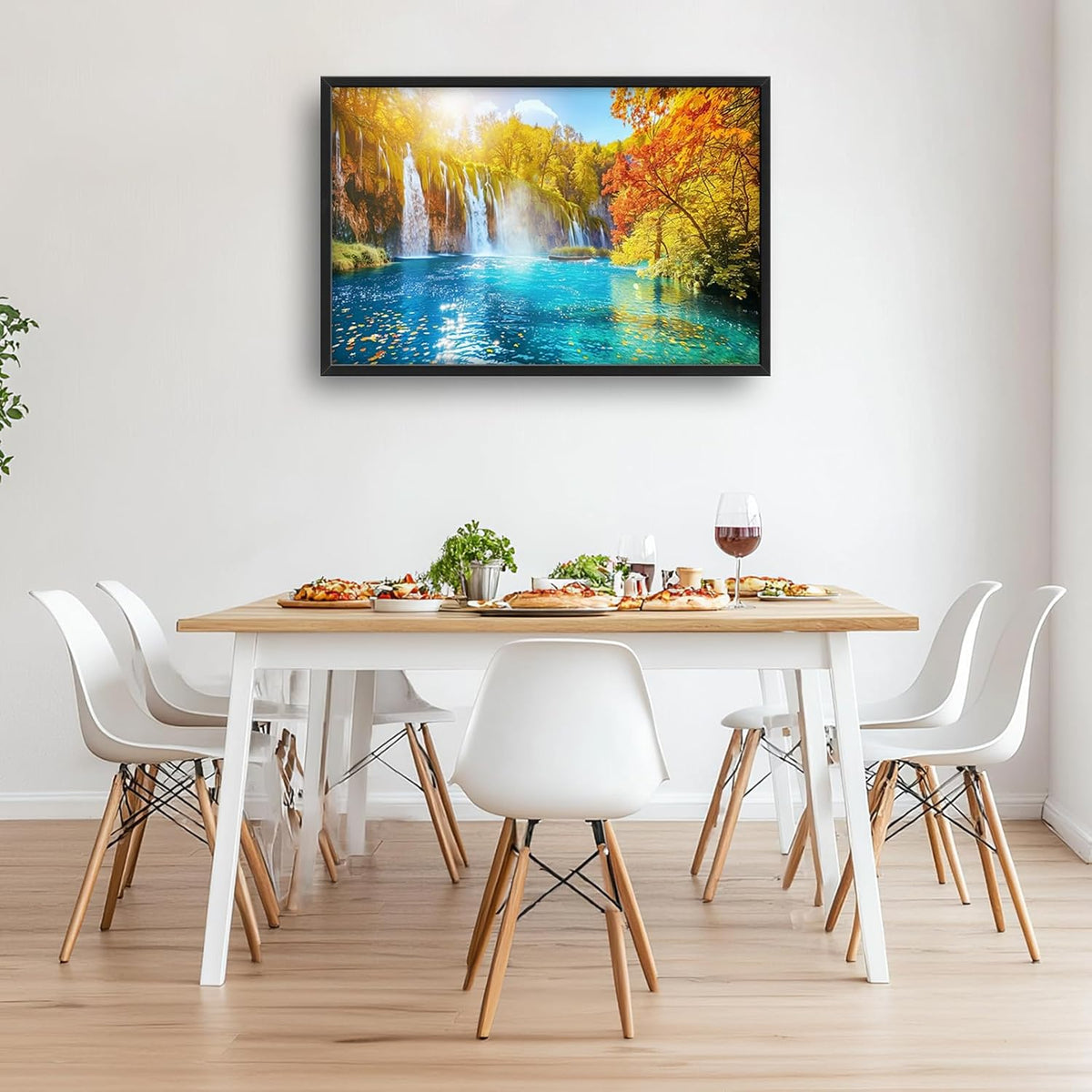 Extra Large Waterfall Lake Framed Wall Art for Living Room,Oversized Fall Autumn Tree Landscape Pictures Wall Decor,Nature Canvas Print Painting Modern Artwork Bedroom Office Bathroom 36L" x 24W"