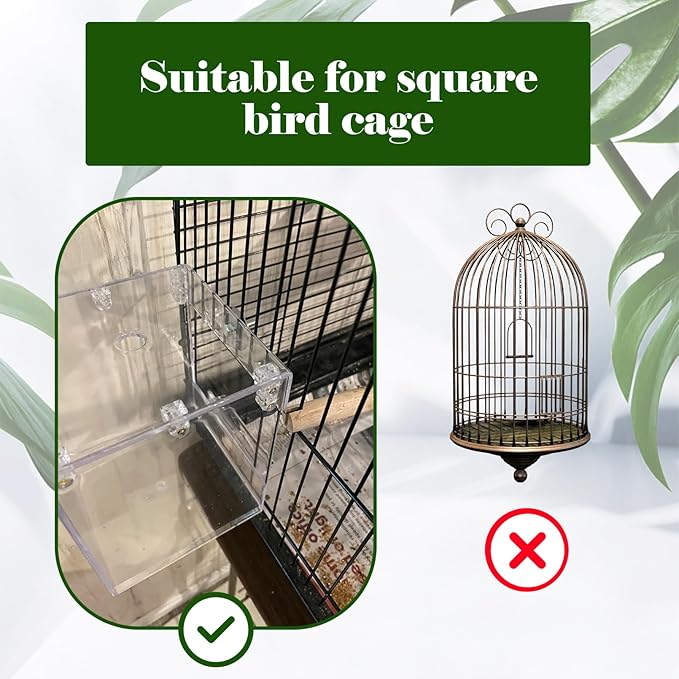 kathson Bird Bath for Cage,2 Pcs Hanging Bird Bath Box No-Leakage Parrot Shower Tub with Water Injectors Birds Bathing Accessory for Parrots Canary Lovebirds Conures Parakeets