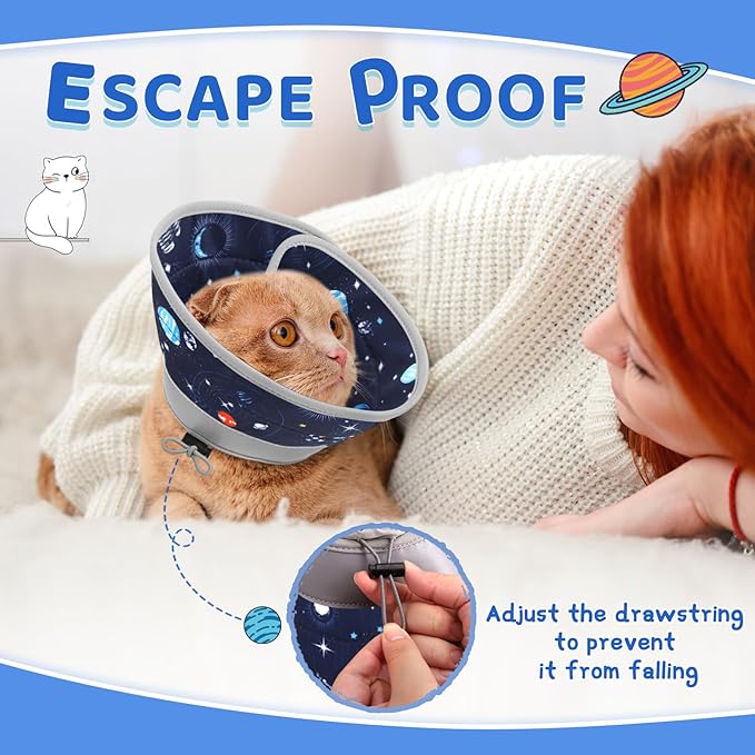 Cat Cone Collar Soft to Stop Licking, Adjustable, Foldable Lightweight Kitten Cones After Surgery Recovery for Cats & Kittens, Cat Cone Alternative (Grey, S)