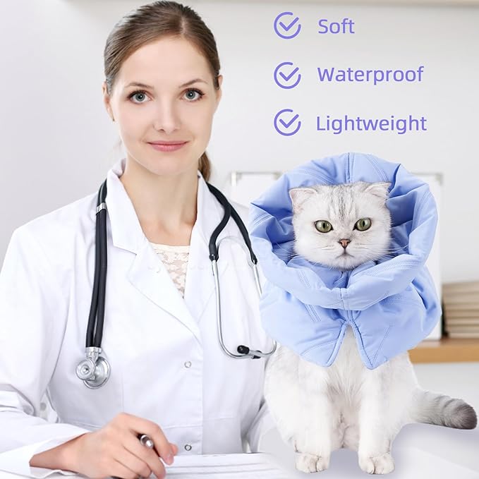 Soft Cat Cone Collar for Recovery - Adjustable, Lightweight Elizabethan Collar Alternative for Small Cats & Kittens