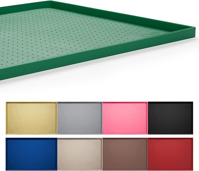 Hubulk Dog Feeding Mat,100% Waterproof Food Grade Silicone Pet Food and Water Bowl Placemat,Dishwasher, High Raised Edge to Prevent Spills,Nonslip Tray to Stop Messes on Floor（24"x16"x0.5",Hunter ）