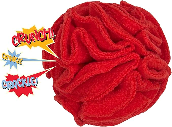 Puppy and Small Breed Snuffle Interactive Foraging Dog Puzzle Ball Toy Red with Crinkle