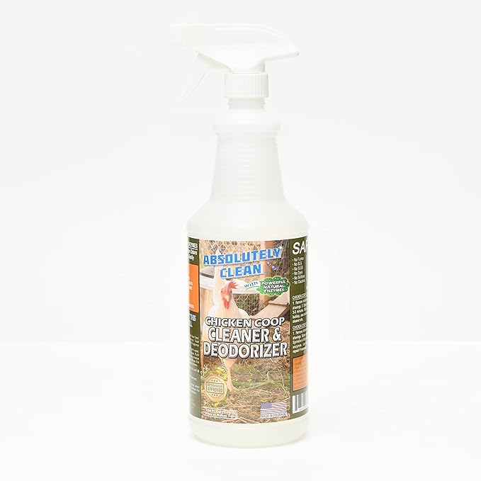 Absolutely Clean Chicken Coop Cleaner and Deodorizer, Veterinarian Approved, Powerful, Natural Enzyme Cleaner Safely Eliminate Tough Messes and Odors, Made in Colorado