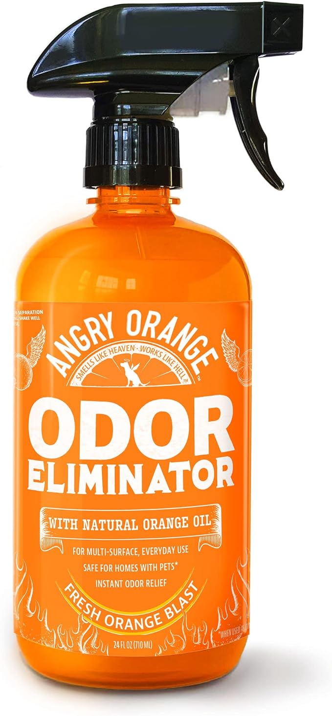 ANGRY ORANGE Pet Odor Eliminator for Dog and Cat Urine, Carpet Stains, and Strong Smells – Citrus Cleaner with Natural Orange Oil – 24 oz