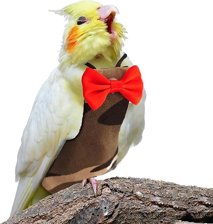 Bird Diaper Washable Reusable Parrot Flight Suit Nappies Protective Breathable Parrot Nappy Clothes for Parakeet, Macaw, Budgie, Canary, Cockatiel (Camouflage, Small)