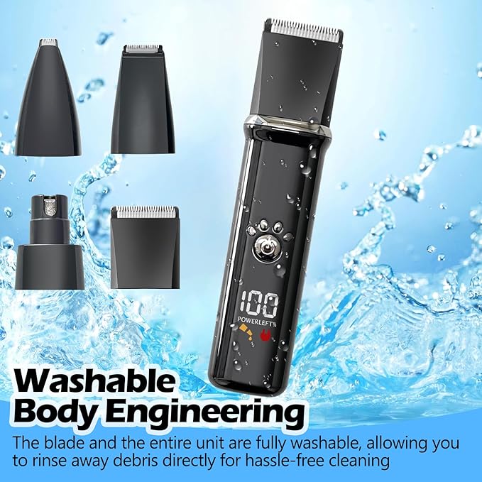 Dog Clippers Grooming Kit - Low Noise, Cordless Electric Trimmer with Nail Grinder for Dogs & Cats, 4 in 1 Rechargeable Clippers for Paws, Ears, Face and Matted Hair (Black)