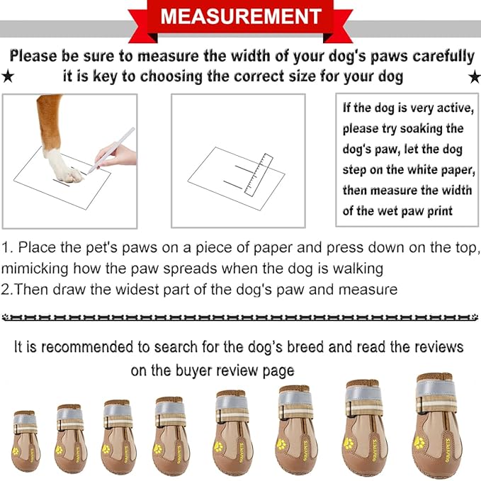 QUMY Dog Shoes for Large Dogs, Medium Dog Boots & Paw Protectors for Winter Snowy Day, Summer Hot Pavement, Waterproof in Rainy Weather, Outdoor Walking, Indoor Hardfloors Anti Slip Sole Khaki 6