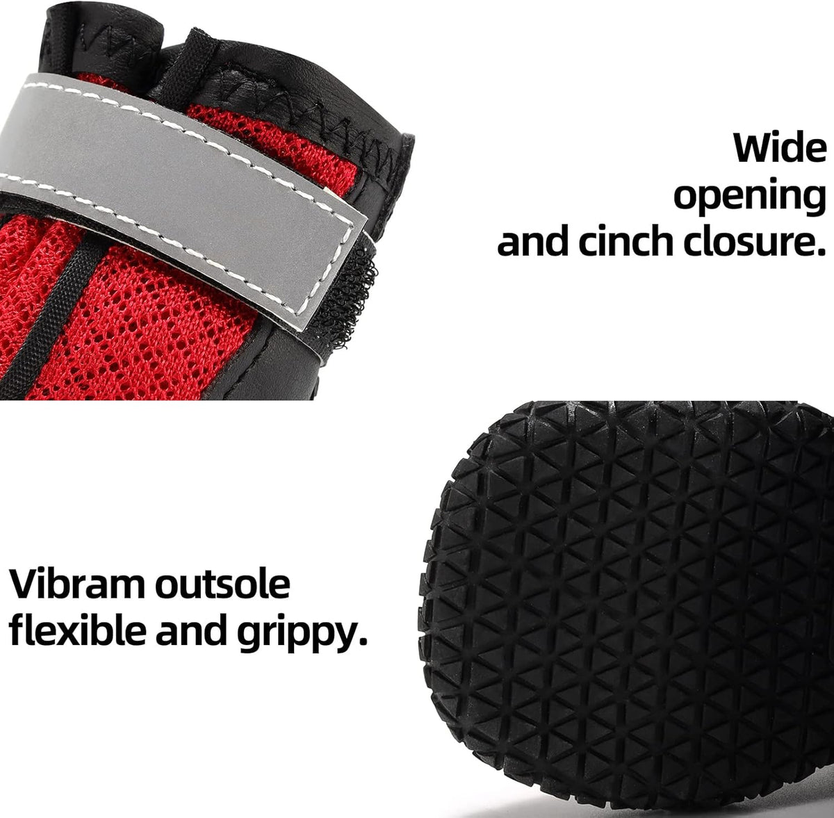 Hcpet Dog Boots for Large Dogs, Dog Shoes for Hot Pavement Winter Snow, Paw Protector Dog Booties Designed for Comfort and Breathability, Outdoor Booties for Small Medium Dogs for Hiking Red Size 3