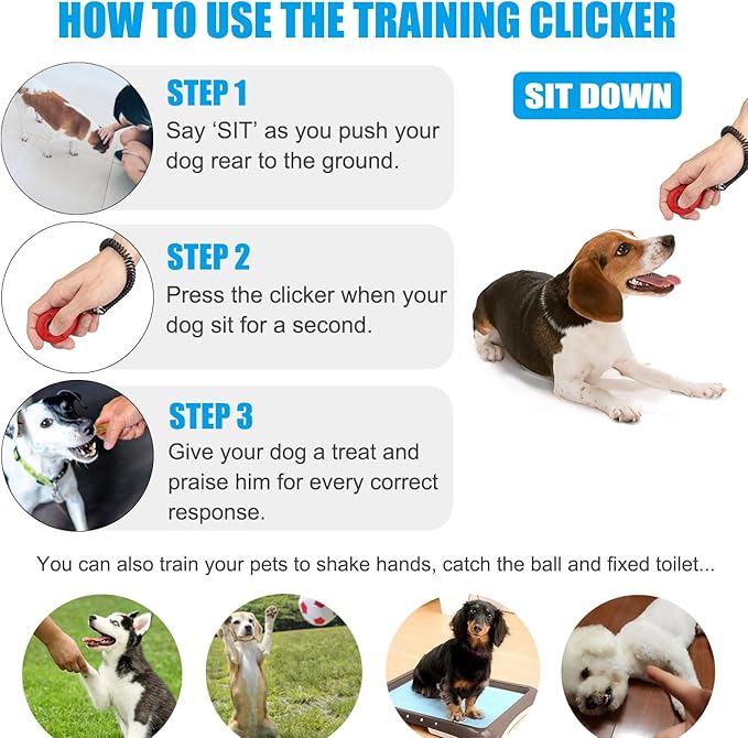Diyife Dog Clicker for Training, 2 Pack Dog Training Clicker, Clicker Dog Training with Wrist Strap, Pet Training Clicker, Perfect for Dog Cat Puppies Behavioral Training (Red and Yellow)