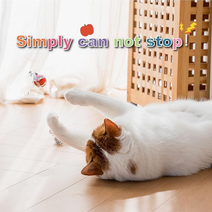 Plumed Cat Ball Toy for Indoor Cats, Assorted Color, Silicone Bouncy Ball Toy Set (5PCS)
