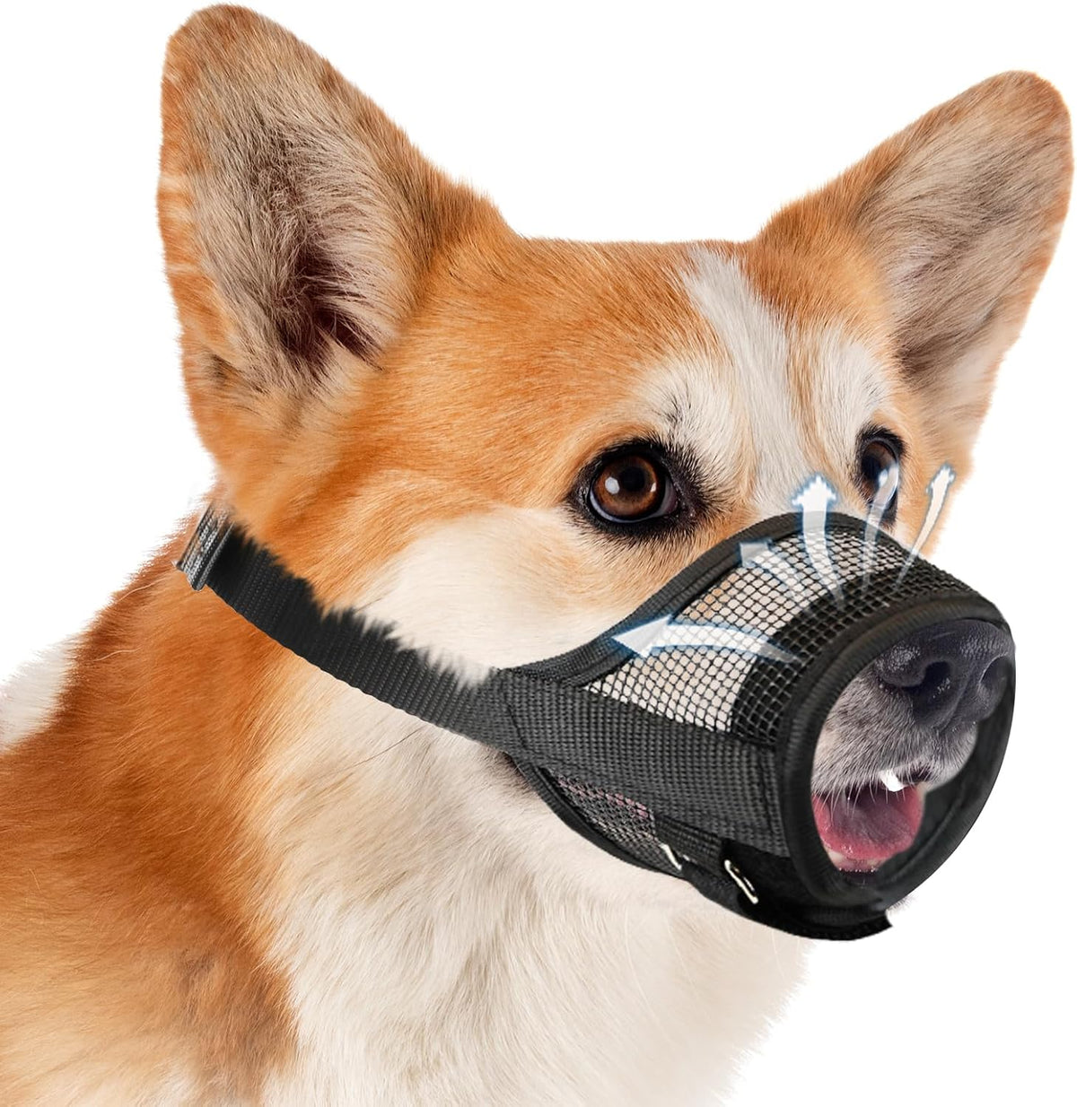 Dog Muzzle, Soft Mesh Muzzle for Small Dog Mouth Guard, Breathable Adjustable Puppy Muzzles to Prevent Biting, No Bark Muzzle for Dogs Allow Panting Drinking (Black, S)