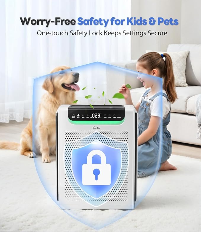 Air Purifiers for Home Large Room, Cover Up to 2600 Ft² with Washable Filters, Powerful Turbo Mode, PM2.5 Air Quality Display, 22dB Sleep Mode, Air Cleaner for Pets Hair, Smoke, Odors, HAP607, White
