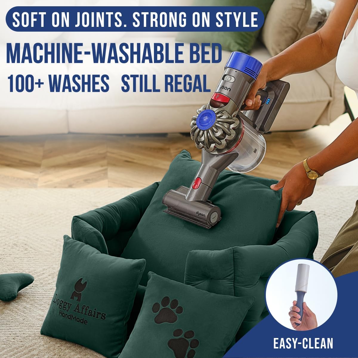Luxury Dog Bed Chesterfield – Handcrafted Velvet Throne for Dogs | Joint Support, Calming & Temp-Regulating Comfort | Durable 5+ Years, Anti-Claw, Washable 100+ Times – XS, Green