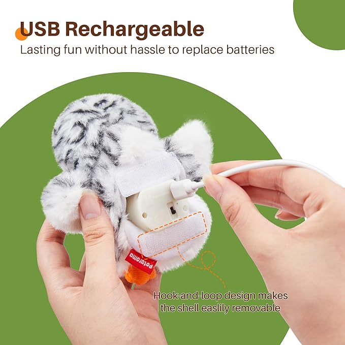 Potaroma Flapping Owl Cat Toys (No Flying), Lifelike Bird Chirp, Rechargeable Touch Activated Kitten Toy, Interactive Catnip Kicker Exercise Toys 4.0" for All Breeds