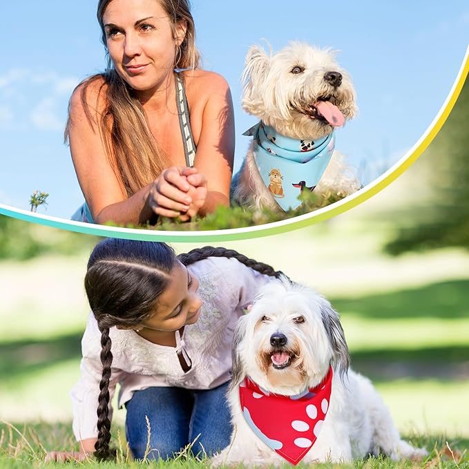 100 Pcs Paw Dog Bandanas Bulk Pet Bibs Colorful Triangle Scarf Paw Pattern Pet Bandanas for Medium Large Dogs Holiday Summer Birthday Costume Decor