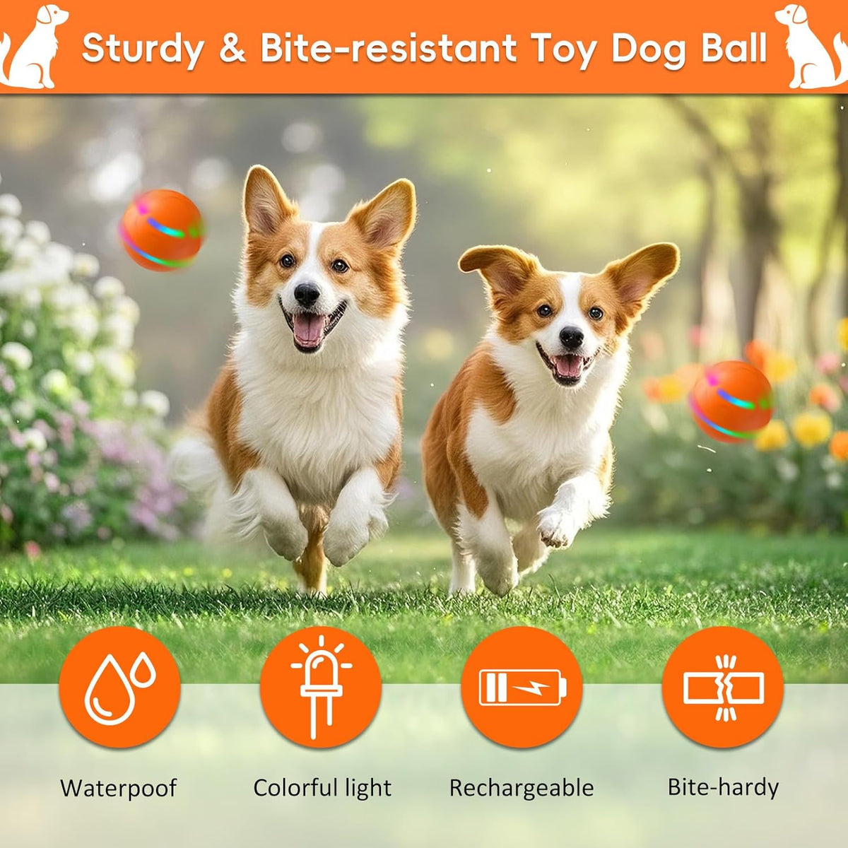 Smart Interactive Dog Ball, Interactive Dog Toys with Remote Control, Automatic Moving Pet Ball for Medium and Large Dogs, TPU Material, Rechargeable Vibrating Bouncing Pet Toy