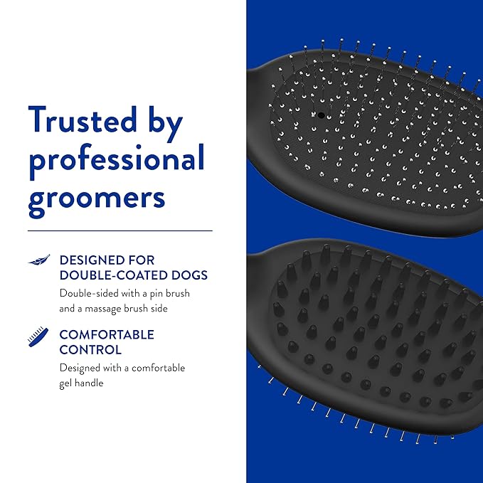 WAHL Professional Animal Double Sided Bath Pin Brush for Dogs (#858477) - Pet Brush to Groom Dogs - For Akitas, Huskies & Australian Shepherds - Durable Dog Pin Brush