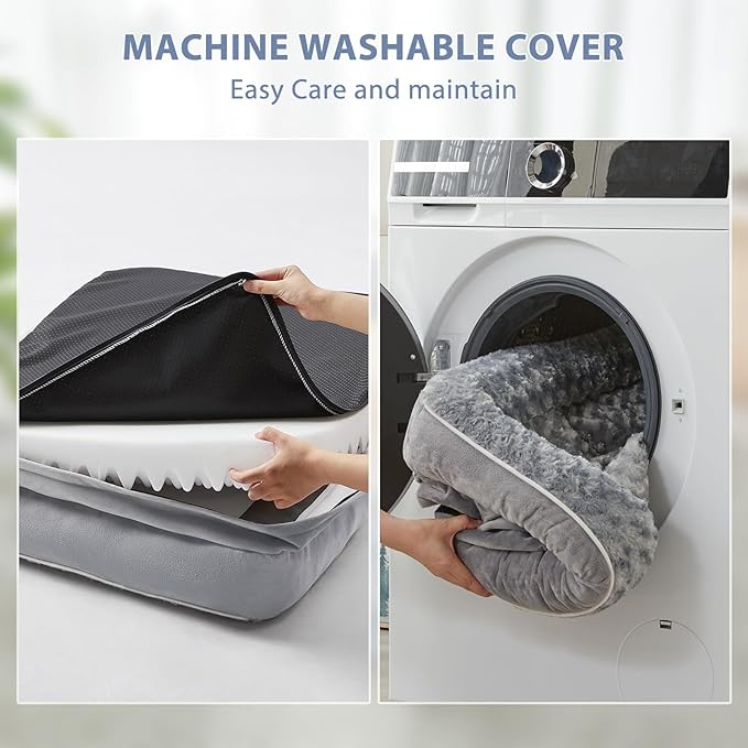 BFPETHOME Orthopedic Dog Bed for Extra Large Dogs-Big Waterproof Sofa Dog Bed with Removable Washable Cover, Large Pet Bed with Waterproof Lining and Nonskid Bottom,Pet Bed for Large Dogs, Grey