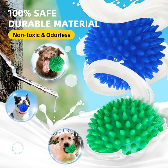 SHARLOVY 4.5'' Squeaky Dog Toy Balls for Large Breeds, Dogs Spiky Balls for Aggressive Chewers, Durable Puppy Chew Toys for Teething, Indestructible Fetch and Train, BPA Free Non-Toxic