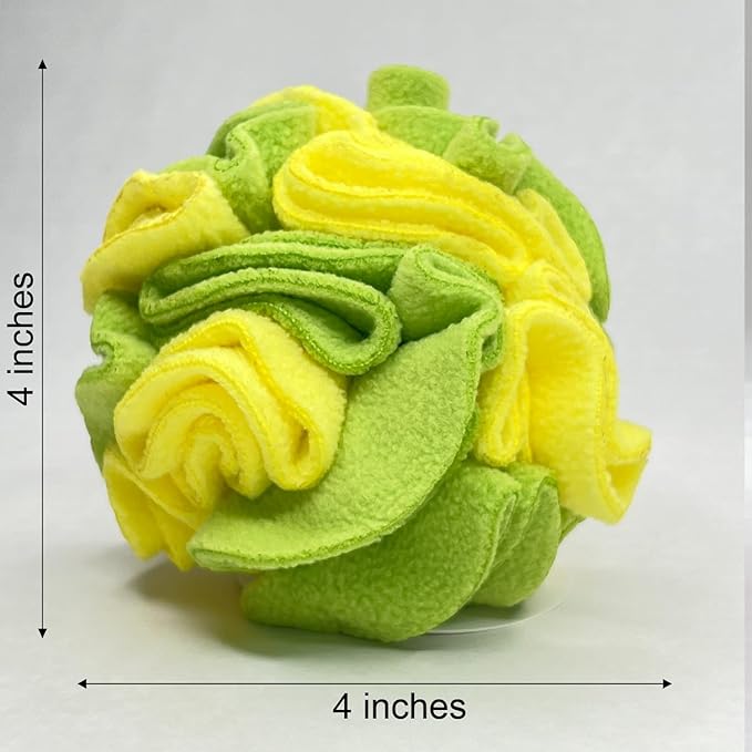 Puppy and Small Breed Snuffle Interactive Foraging Dog Puzzle Ball Toy Lemon Lime Yellow and Green