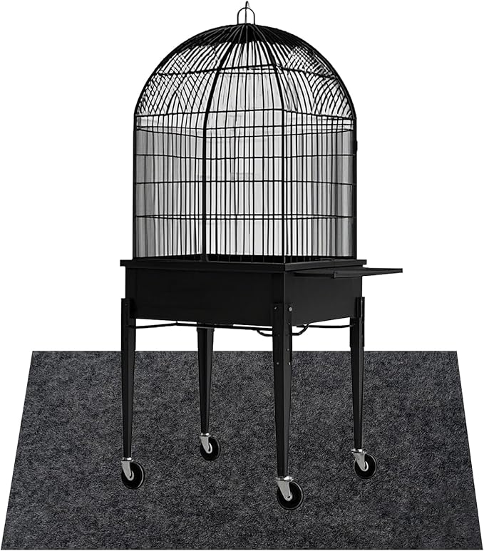 Large Bird Cage Mat, Under Pet Cage Mat for Bird Cages, Reptile Aquariums, Dog Kennels, Absorbent/Waterproof Felt Mat with Non-Slip Backing for Hard Floors and Surfaces (36x48 Inch)