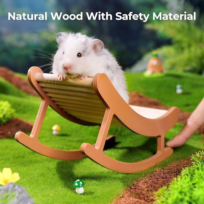 Hamster Climbing Toys - Wooden Ladder for Hmaster Bridge Guinea Pig Enrichment Toy Interactive Hamster Cage Accessories for Chinchilla, Rat, Gerbils, Mice and Small Animals