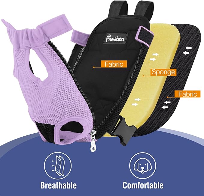 Pawaboo Pet Carrier Backpack, Adjustable Pet Front Cat Dog Carrier Backpack Travel Bag, Legs Out, Easy-Fit for Traveling Hiking Camping for Small Medium Dogs, Medium Size, Purple