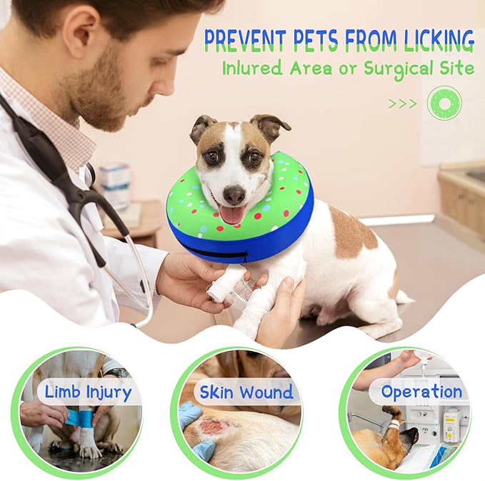 Supet Inflatable Dog Cone Collar Alternative After Surgery, Doggie Neck Donut Collar Recovery ECollar for Post Surgery, Soft Dog Cone for Small Medium Puppies Cats