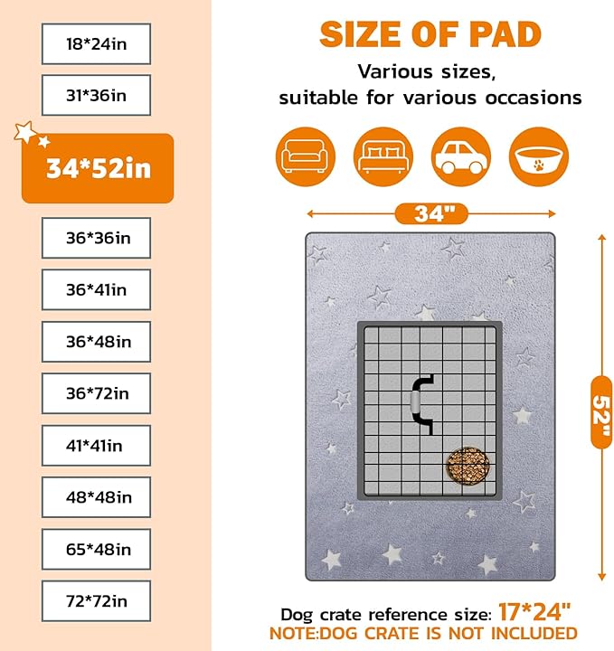 LOOBANI Washable Pee Pads for Dogs, Fast Absorption Reusable Puppy Pads, Waterproof Whelping Pads, Non Slip Training Pads Pet Playpen Mat for Floor, Dog Crate, Grey 2 Pack 34 x 52 in
