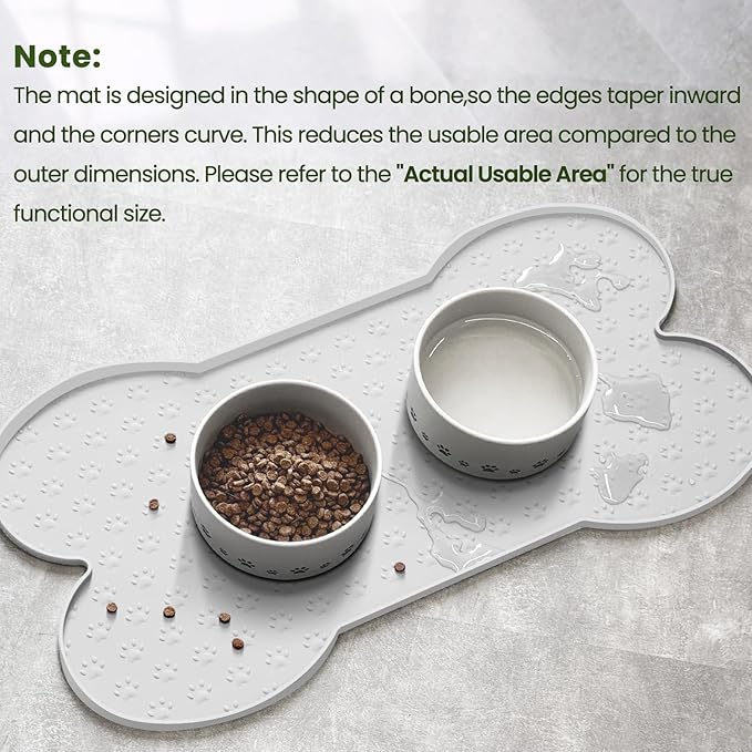 Dog Food Mat Anti-Slip Silicone Dog Bowl Mat Thicker Pet Placemat Waterproof Cat Feeder Pad with Raised Edge Puppy Kitten Feeding Mats Suitable Small Medium-Sized Dogs Cats Eating Tray