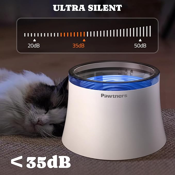 Cat Water Fountain with Vortex Filtration Design, 3.5L/123oz Water Dispenser for Large Medium Cats & Small Dogs, Automatic No Spill Cat Water Bowl with Deep Drinking Area and Ultra-Quiet Pump