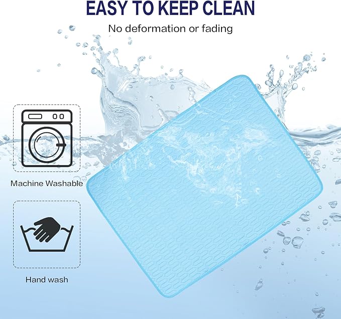 39 Inches× 29 Inches Cooling Mat for Dogs/Cats Immediately Dog Cooling Mat in Summer, Ice Silk Latex Anti-Slip Pet Sleeping Pad Sky Blue Dog Pad Suitable for Car/Indoor/Tourism Use