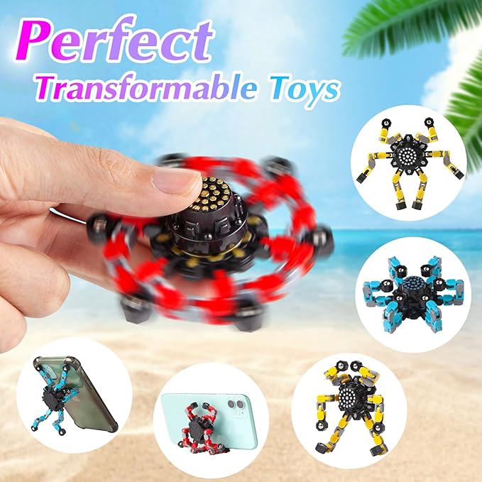 Transformable Fidget Spinners 3 Pcs for Kids and Adults Stress Relief Sensory Toys for Boys and Girls Fingertip Gyros for Party Favors Goodie Bag Stuffers for Kids