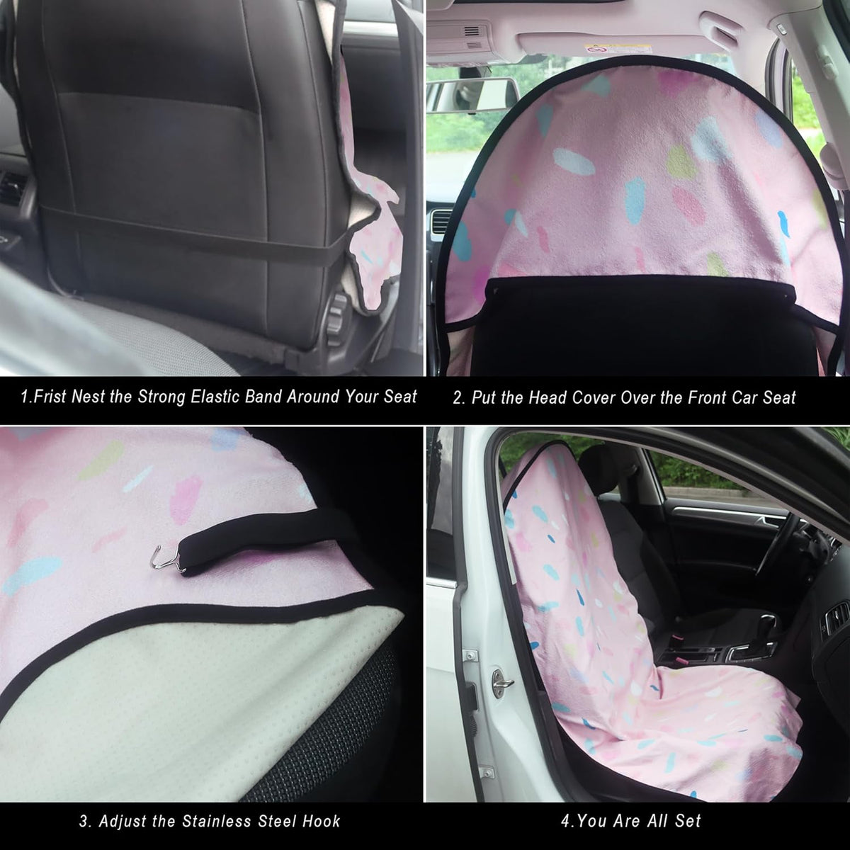 Car Seat Cover Protector Front Seats,for Gym Workout,Running,Swimming,Beach and Hiking,Waterproof Sweat Towel Bucket Seat Covers for Cars SUV Trucks (Pink Marbling, 2Pcs)