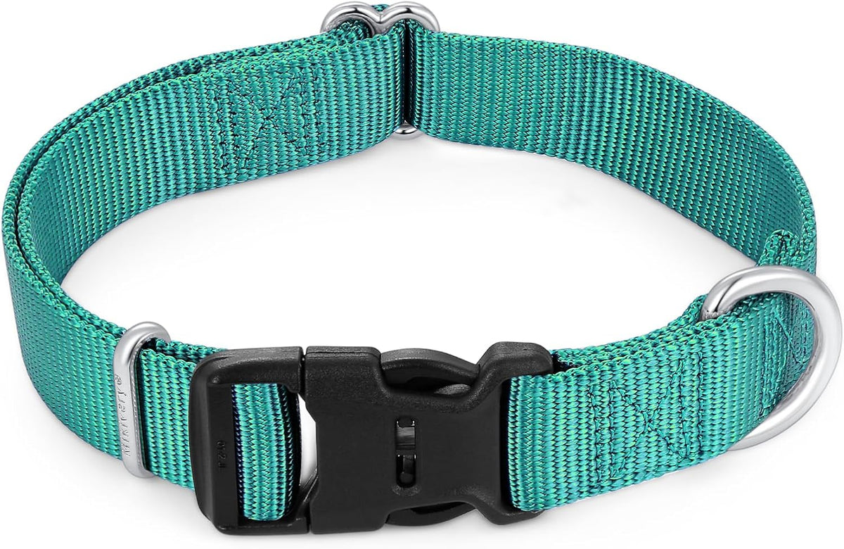 Mikivery Nylon Dog Collar with Quick Release Buckle Soft Adjustable Sturdy for Small Medium Large Dogs Teal,M