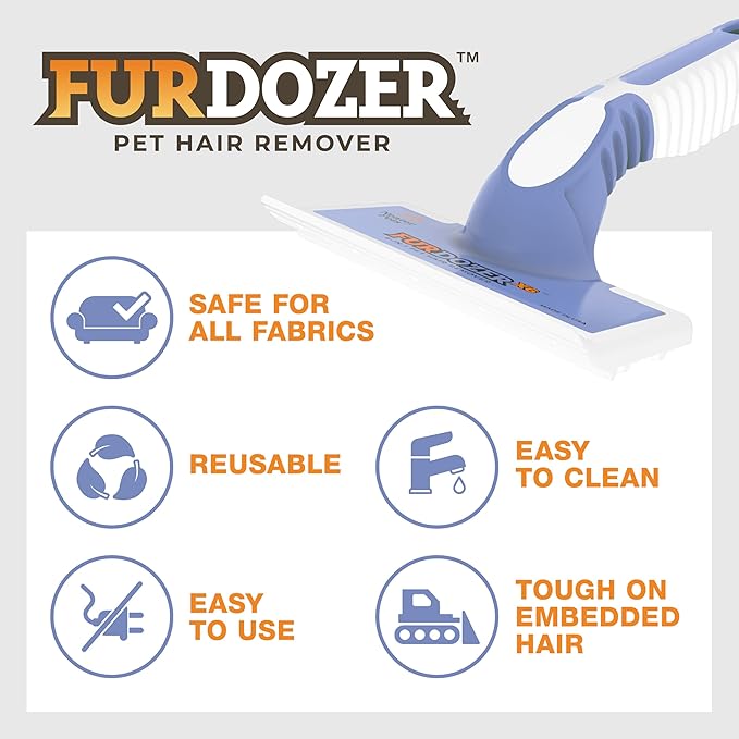 FurDozer X6 & X3 Bundle - Pet Hair Removal Tool & Car Detailing Dog Hair Remover for Carpet, Car, Couch, Bedding, & Furniture - Reusable Pet Fur Remover & Carpet Scraper for Animal Fur & Lint, Purple