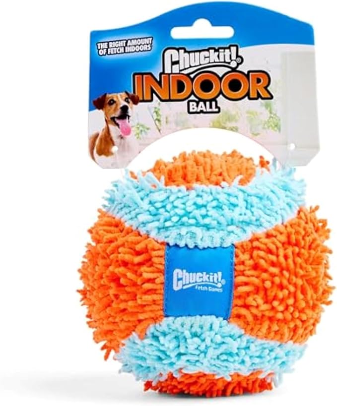 Chuckit! Indoor Fetch Ball Dog Toy for Dogs - Interactive Dog Toys for Boredom, 4.75 Inch, Orange and Blue