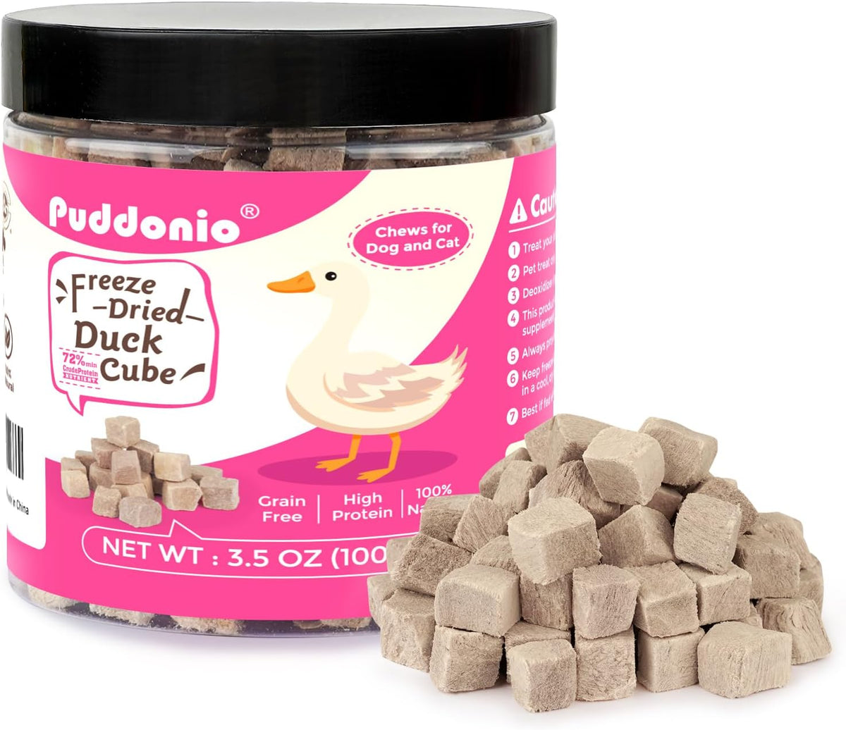 Freeze Dried Cats & Dogs Raw Treats, All Natural Single Ingredient Duck Breast, High Protein Healthy Pet Training Treats or Food Topper, 3.5 oz