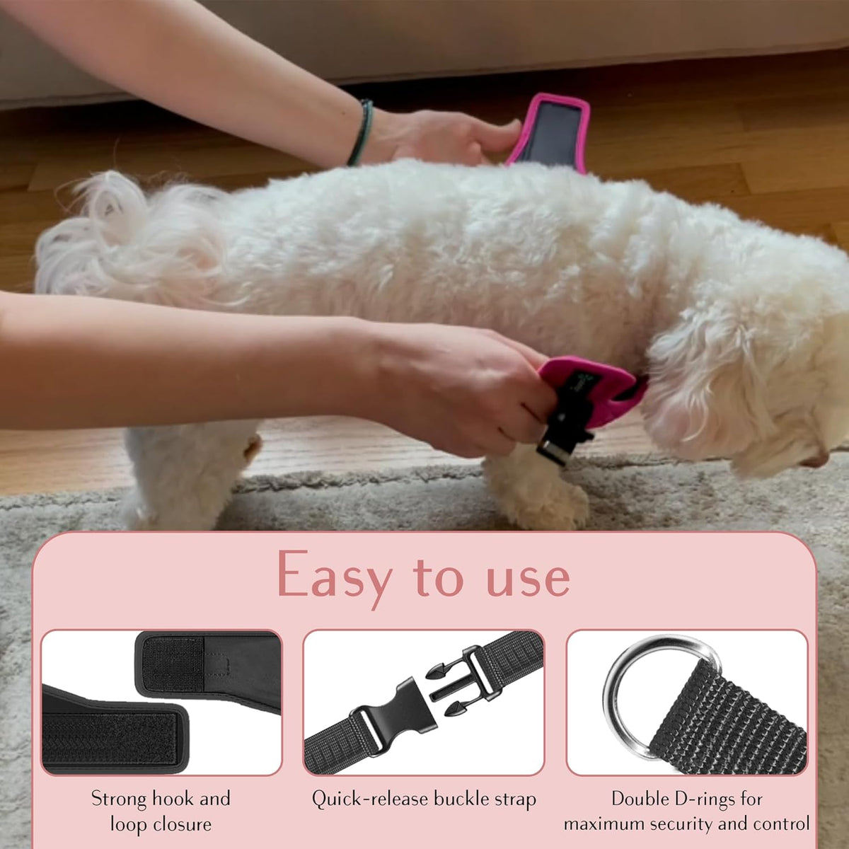 Comfort fit Step-in Dog & Puppy Harness - Comfortable All Weather Dog Vest Harness: Adjustable, Soft Padded, Easy to Put-on for Small, Medium-Sized Dogs.